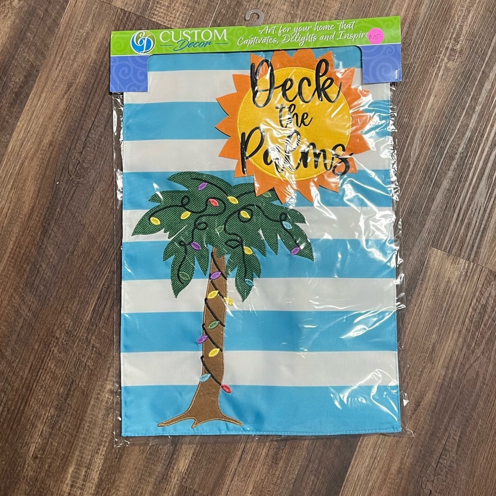 Deck The Palms Christmas garden flag